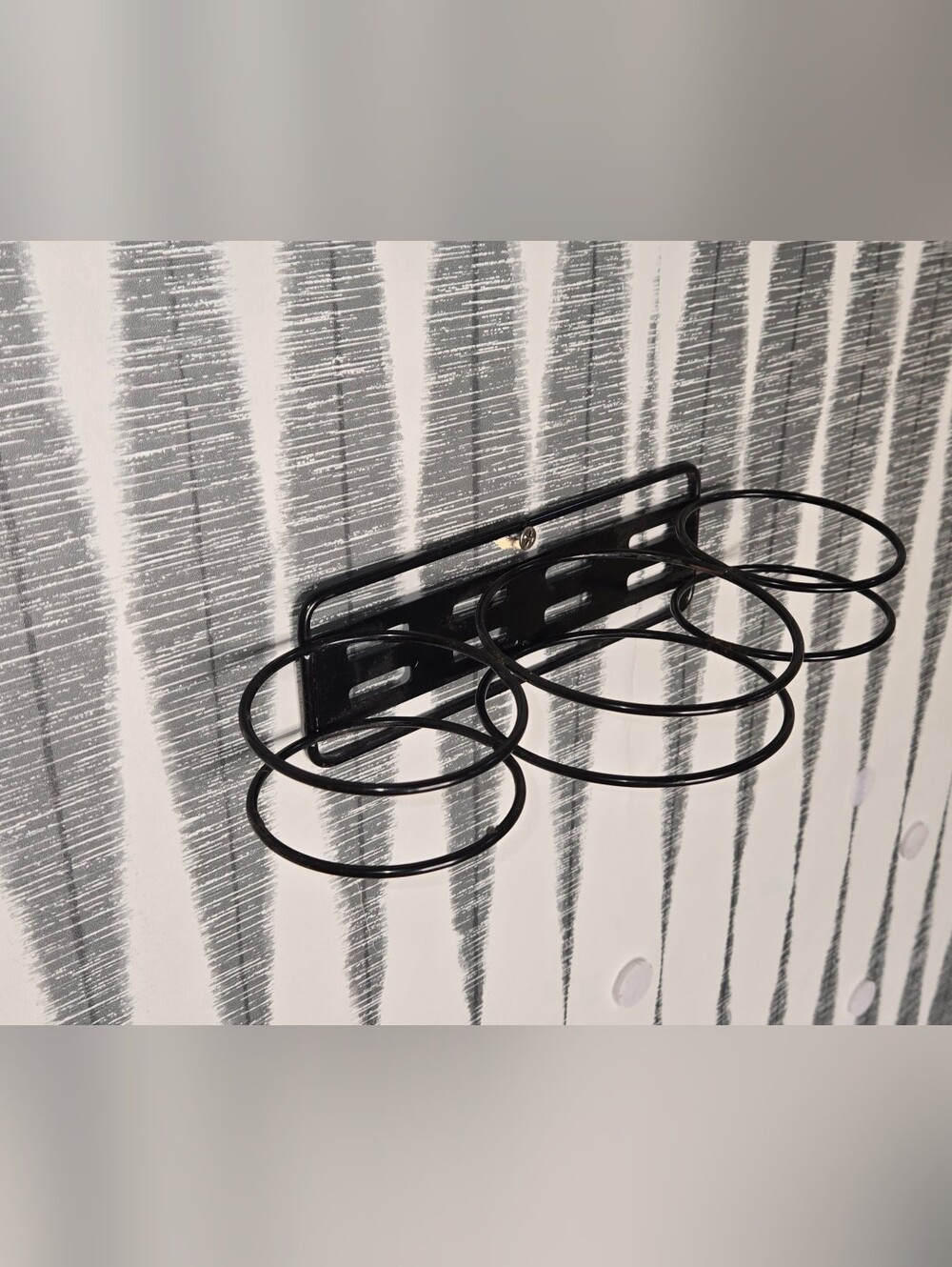 Black Wall Mounted Hair Dryer & Styling Tool Holder – 6 Ring Bathroom Organizer